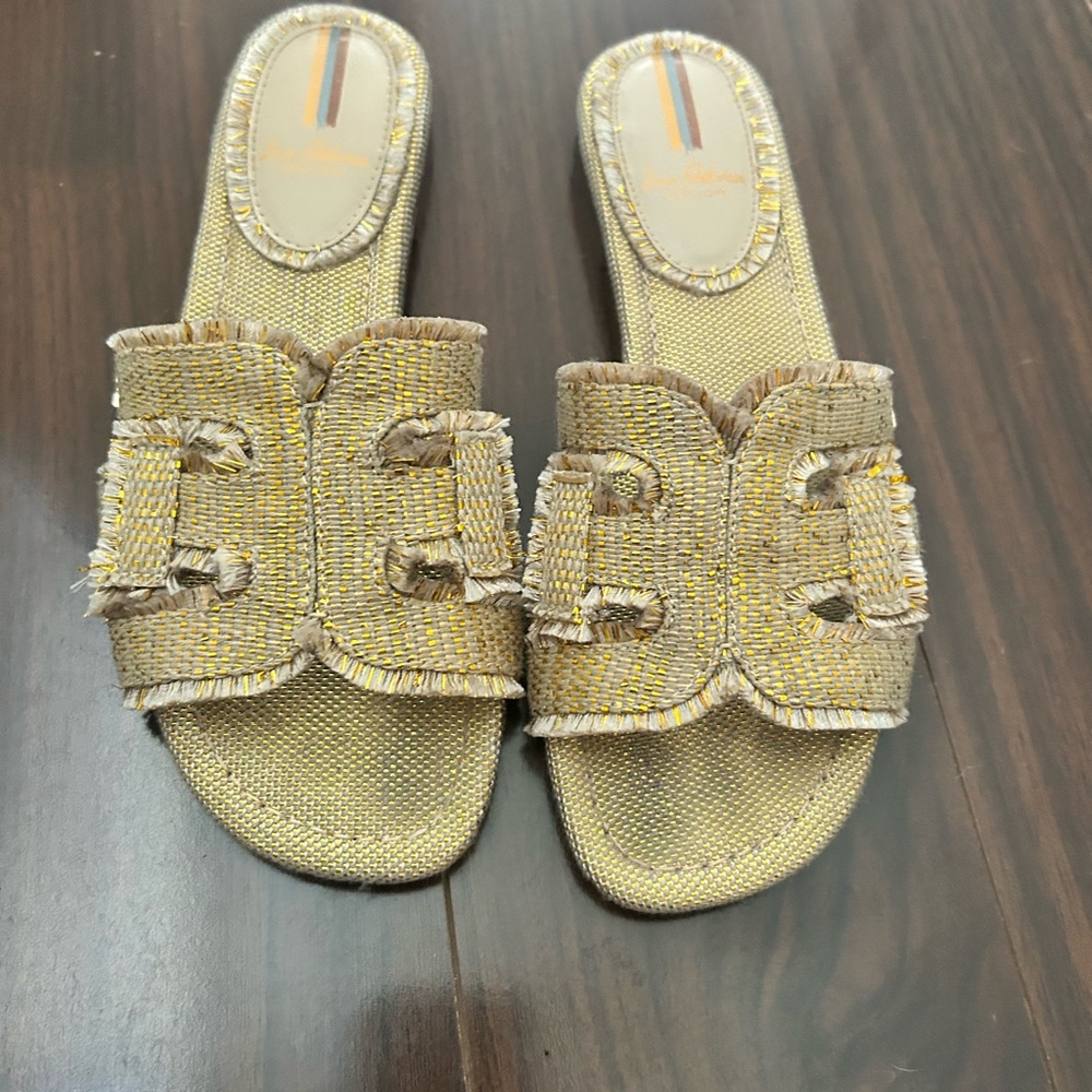 Sam Edelman Gold Textured Slide Sandals
